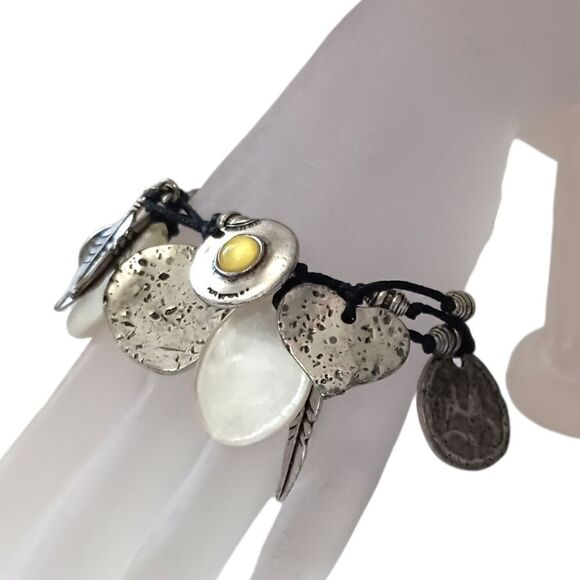 Y2K Boho Dangle Coin Charms Bracelet Chunky Hippie Gypsy Witchy Fairy Whimsigoth - Picture 8 of 16